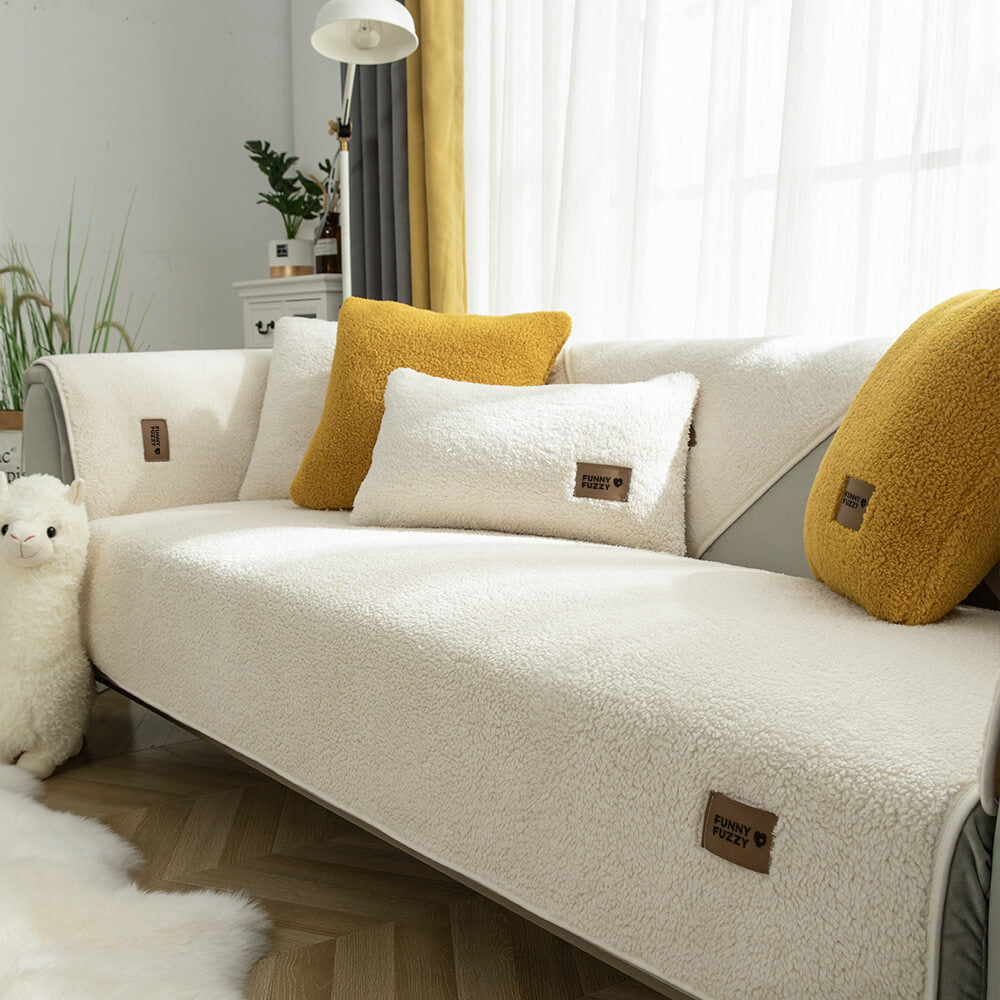 Wasserdichter, dicker, flauschiger Sherpa-Fleece-Sofabezug mit Anti-Rutsch-Funktion