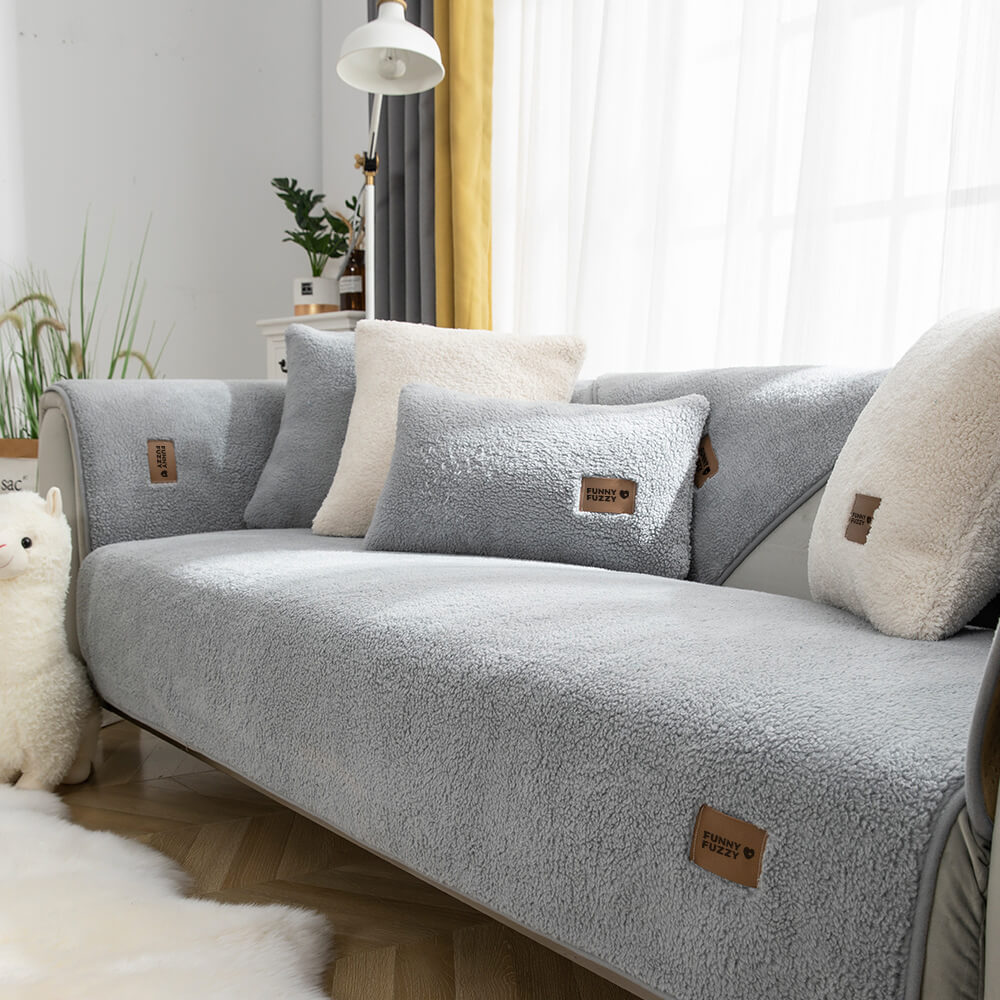 Wasserdichter, dicker, flauschiger Sherpa-Fleece-Sofabezug mit Anti-Rutsch-Funktion