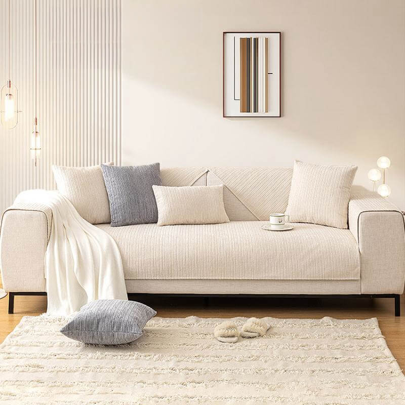 Einfache, einfarbige Outdoor-Couch-Hülle aus kratzfestem Chenille