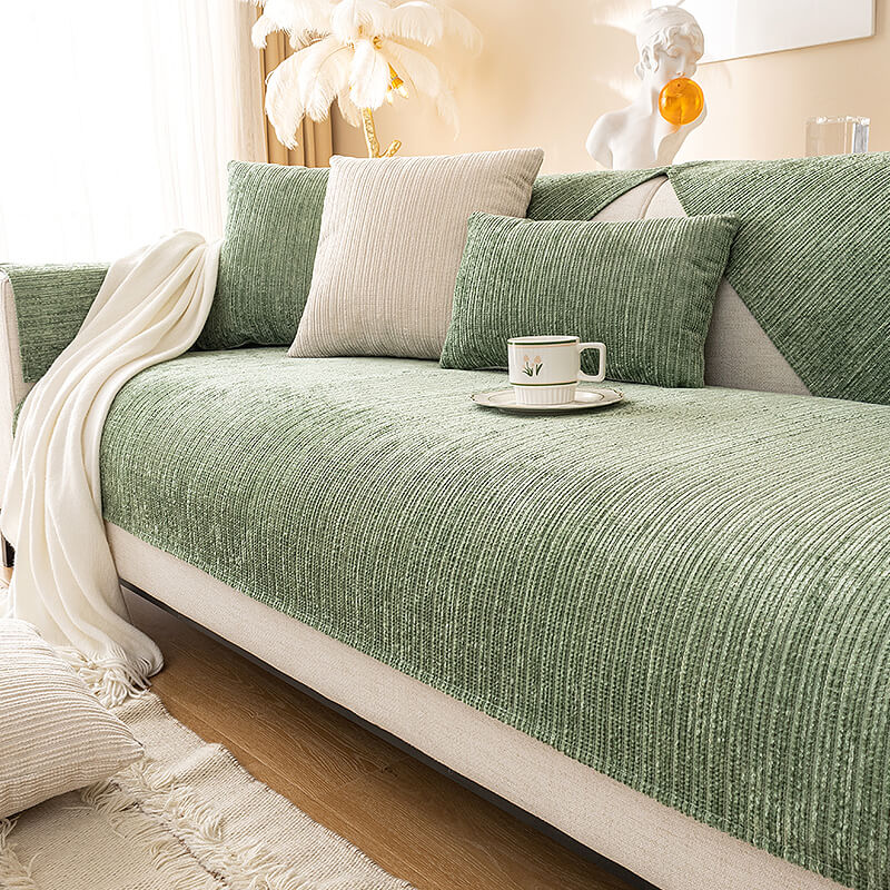 Einfache, einfarbige Outdoor-Couch-Hülle aus kratzfestem Chenille