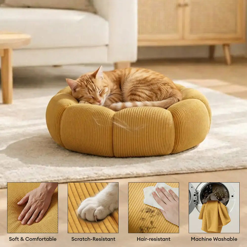 Weiches Nackenstützendes Waschbares Rundes Katzenbett Hundebett
