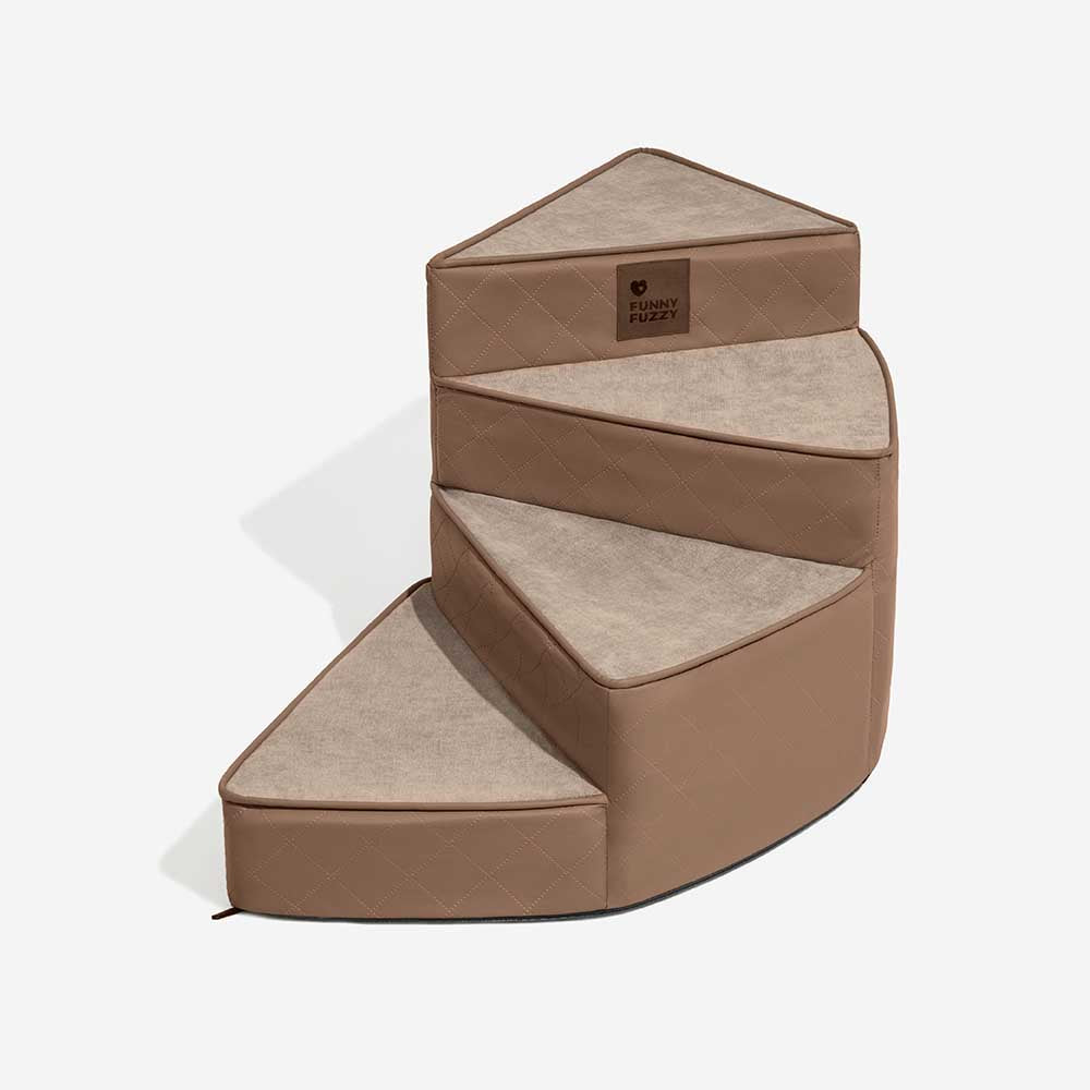 Luxe Water-repellent Faux Leather Removable Spiral Pet Stairs - StepEase