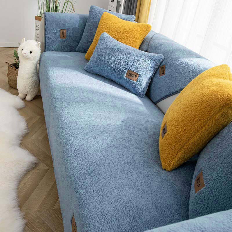 Wasserdichter, dicker, flauschiger Sherpa-Fleece-Sofabezug mit Anti-Rutsch-Funktion