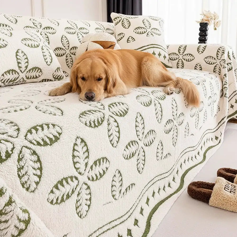 Thickened Jacquard Velvet Leaf Pattern Sofa Decoration Multi-Purpose Blanket Couch Cover