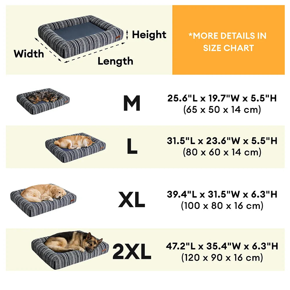 SnugNest Orthopädisches Outdoor-Hundebett mit Texturiertem Streifenmuster