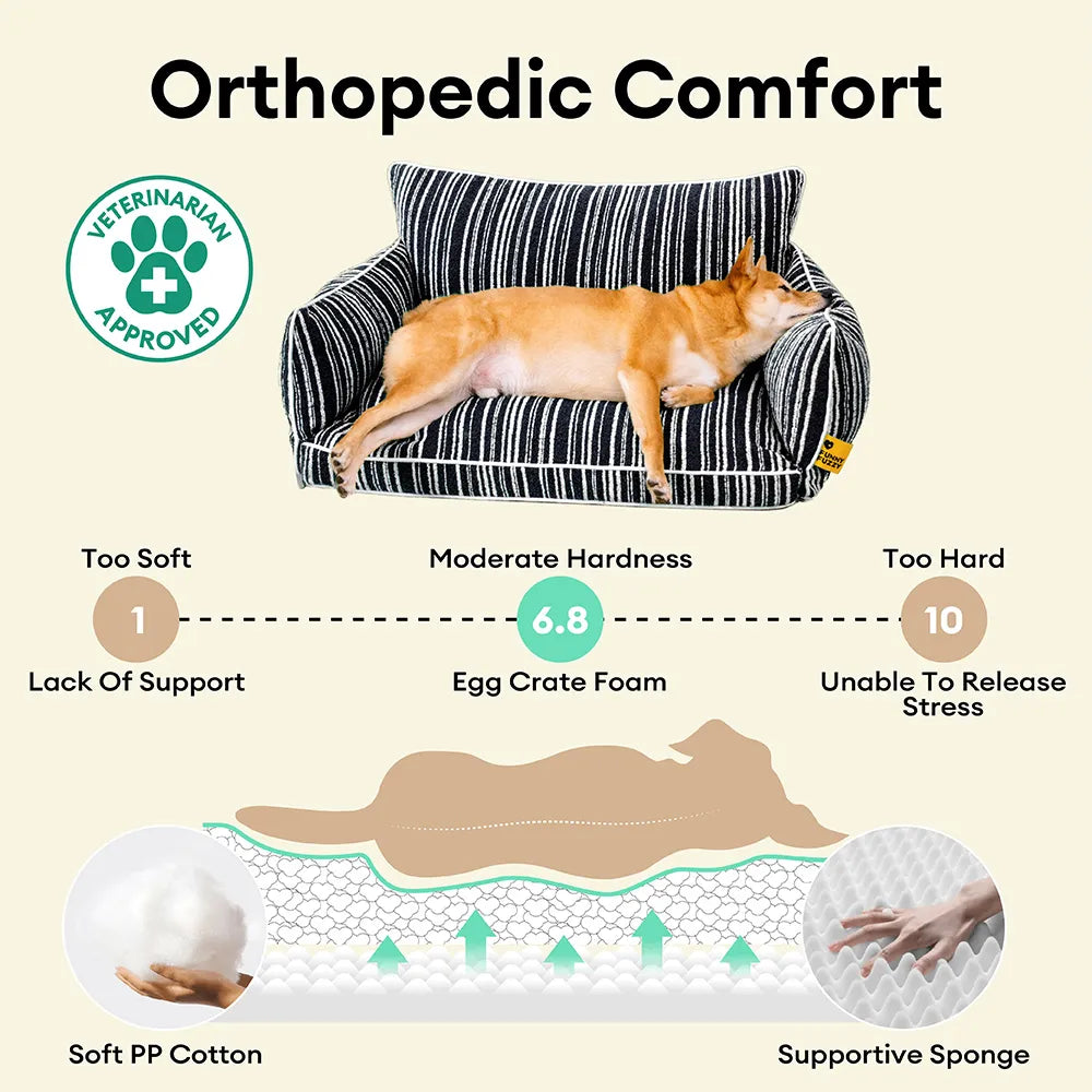 Hundesofa SnugNest mit Textur und Streifen
