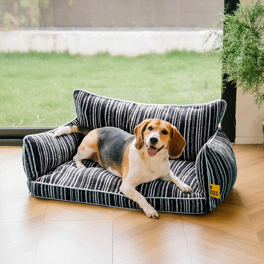 SnugNest Texturierte Gestreifte Hundesofabett
