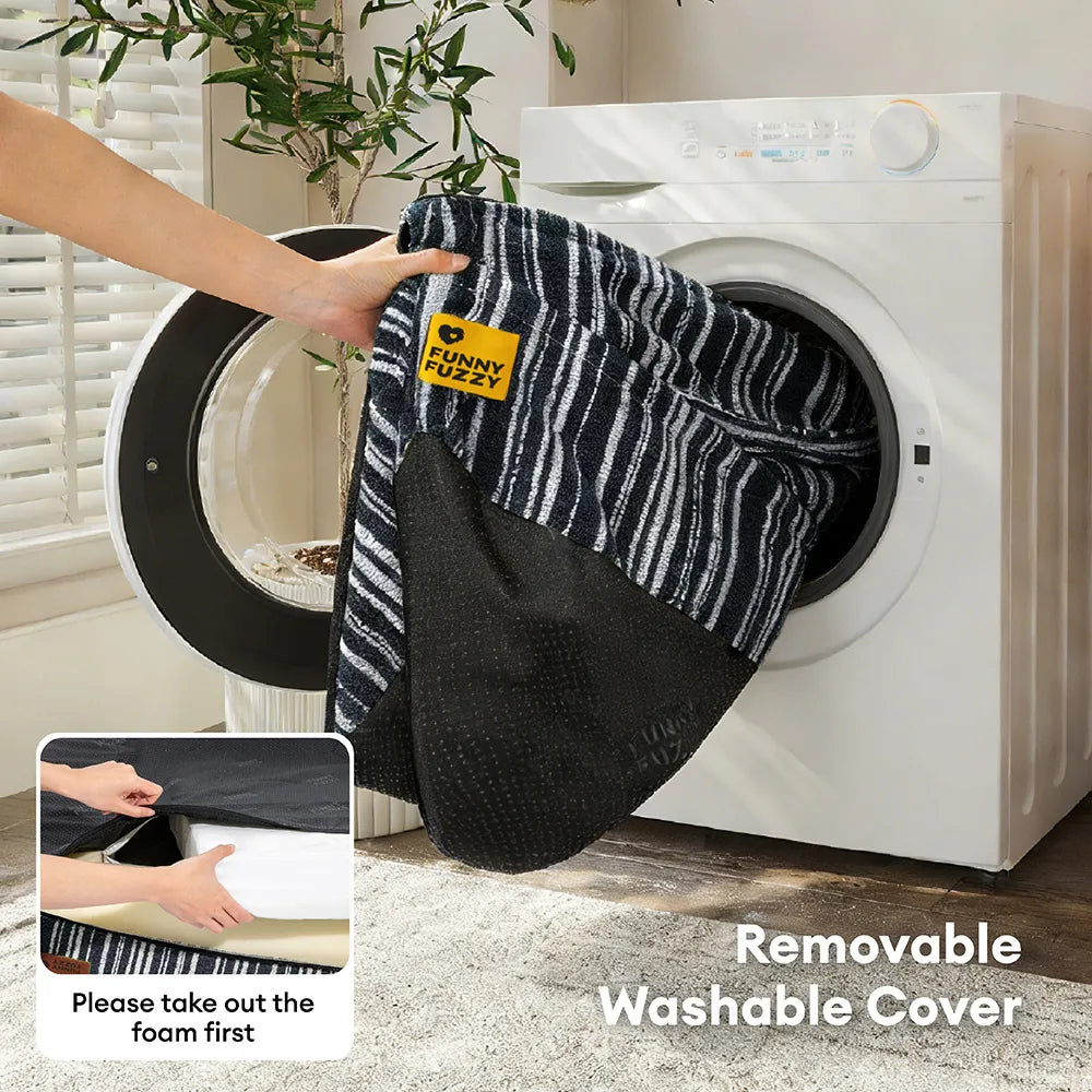 SnugNest Orthopädisches Outdoor-Hundebett mit Texturiertem Streifenmuster