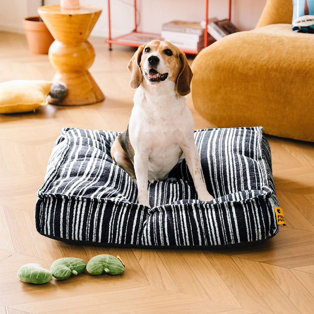 SnugNest Aufbewahrungs-Hundebett mit Texturstreifen