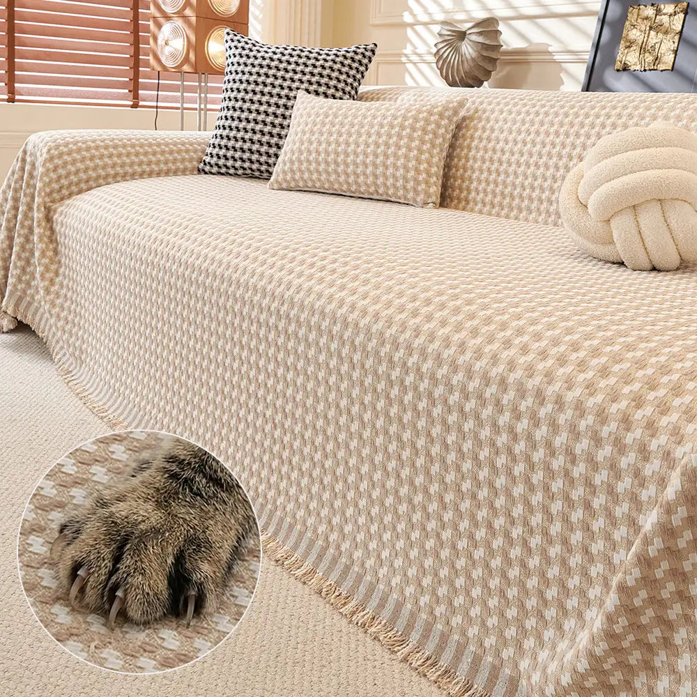 Puzzlestrukturierte Chenille Kratzfeste Sofa Große Decke Couchüberwurf