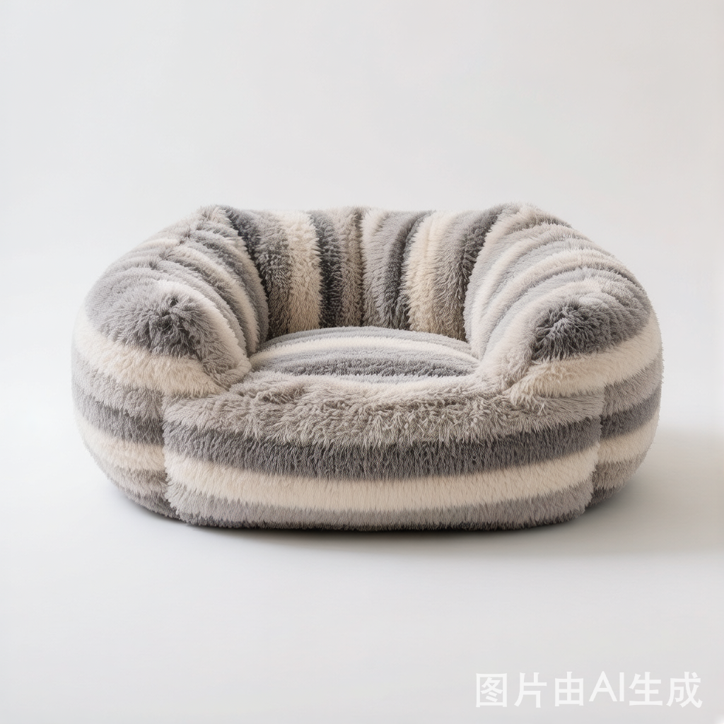 Handcrafted Stripe Calming Pet Bed - Timeless Nest