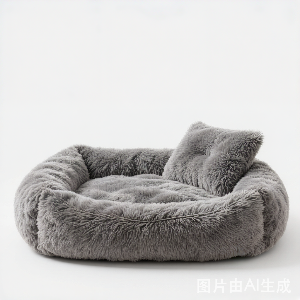 Plush Contrast Jacquard Neck Support Fashion Pet Bed