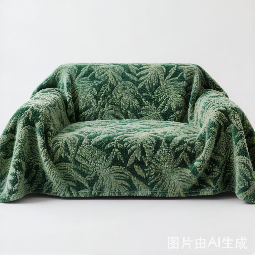 Thickened Short Plush Leaf Pattern Scratch Resistant Non-Slip Couch Cover