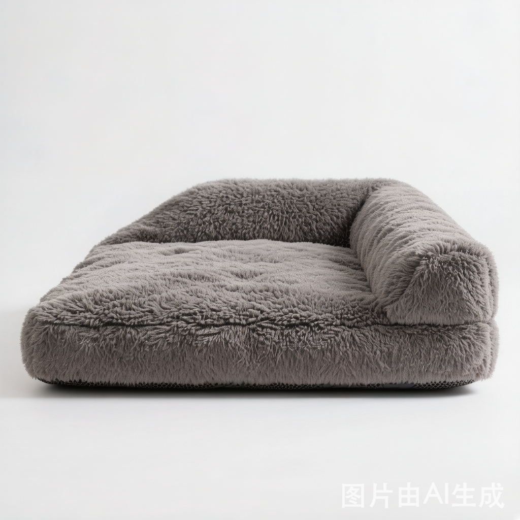 Plush Fluffy Thick Comfort Calming Dog Bed with Pillow